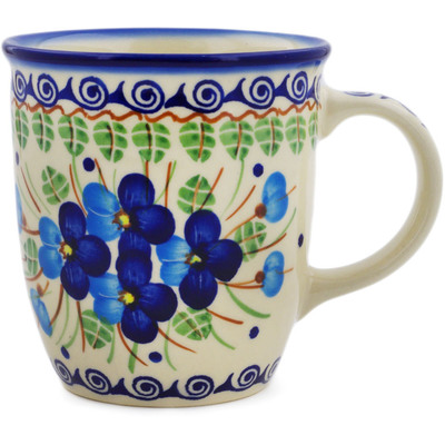 Polish Pottery Mug 12 oz Blue Pansy