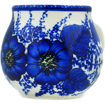 Polish Pottery Mug 12 oz Blue Poppy Dream UNIKAT