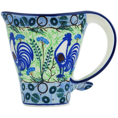 Polish Pottery Mug 12 oz Blue Rooster UNIKAT