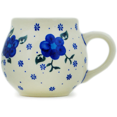Polish Pottery Mug 12 oz Blue Winter Poppies