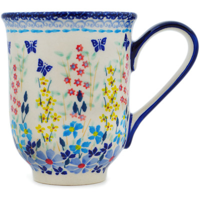 Polish Pottery Mug 12 oz Breathtaking Butterflies UNIKAT