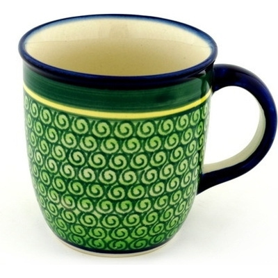 Polish Pottery Mug 12 oz Celadon Swirl