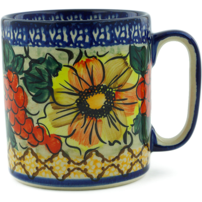 Polish Pottery Mug 12 oz Colorful Bouquet UNIKAT