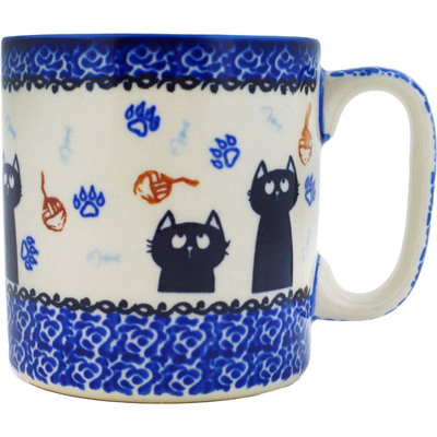 Polish Pottery Mug 12 oz Daydreaming Kittens