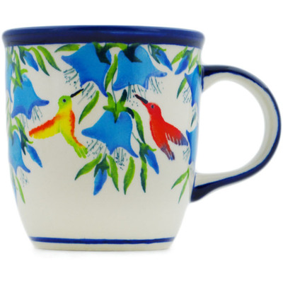 Polish Pottery Mug 12 oz Delicate Hummingbird UNIKAT