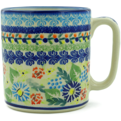 Polish Pottery Mug 12 oz Flor-de-lis UNIKAT