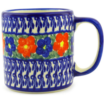 Polish Pottery Mug 12 oz Floral Burst