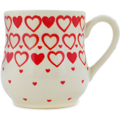 Polish Pottery Mug 12 oz Heart Is Full Of Love UNIKAT