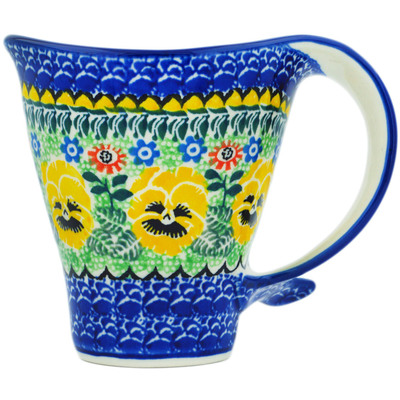 Polish Pottery Mug 12 oz Pansies Field UNIKAT
