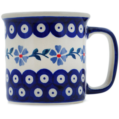 Polish Pottery Mug 12 oz Peacock Forget-me-not