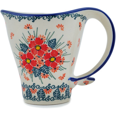 Polish Pottery Mug 12 oz Pink Forget Me Not UNIKAT