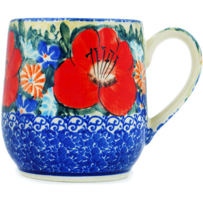 Polish Pottery Mug 12 oz Pond Flowers UNIKAT