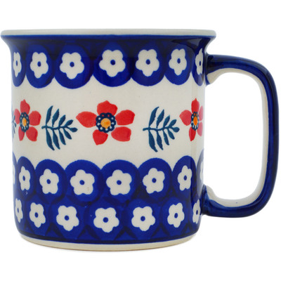 Polish Pottery Mug 12 oz Poppies And Ferns