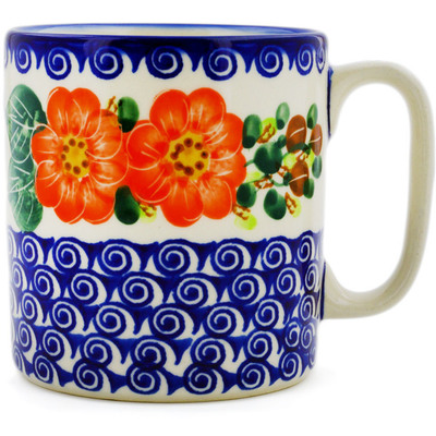 Polish Pottery Mug 12 oz Red Blossom