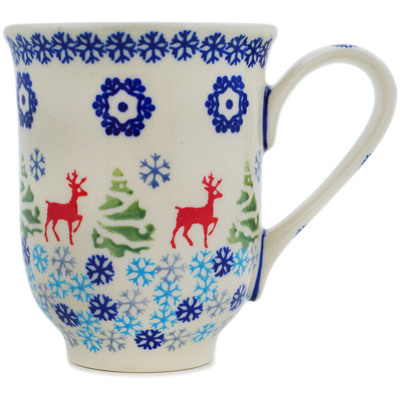 Polish Pottery Mug 12 oz Ring Around The Reindeer