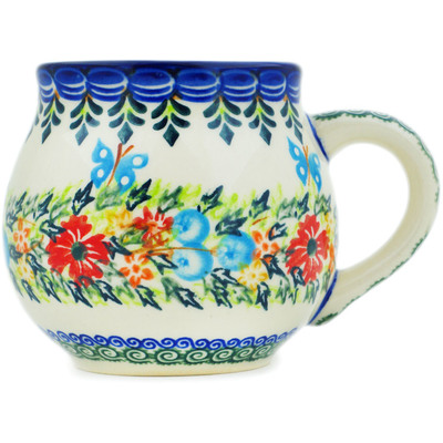 Polish Pottery Mug 12 oz Ring Of Flowers UNIKAT