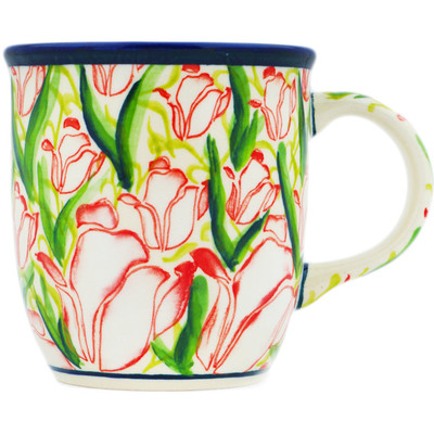 Polish Pottery Mug 12 oz Tiptoe Through The Tulips UNIKAT