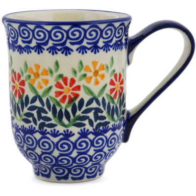 Polish Pottery Mug 12 oz Wave Of Flowers