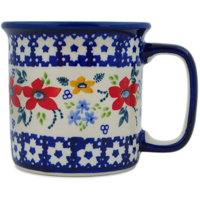 Polish Pottery Mug 12 oz Wild Flower Bloom UNIKAT