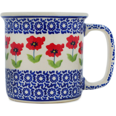 Polish Pottery Mug 12 oz Wind-blown Poppies