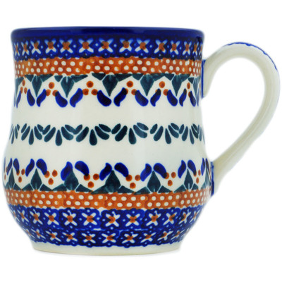 Polish Pottery Mug 13 oz Blue Cress