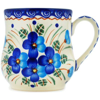 Polish Pottery Mug 13 oz Blue Pansy