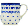 Polish Pottery Mug 13 oz Blue Valentine Hearts
