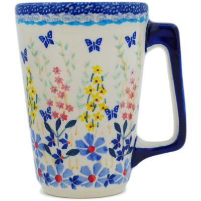 Polish Pottery Mug 13 oz Breathtaking Butterflies UNIKAT