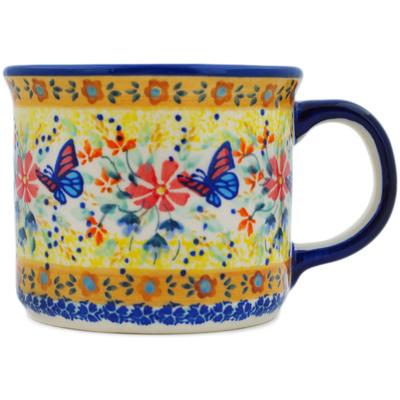 Polish Pottery Mug 13 oz Butterfly Summer Garden UNIKAT