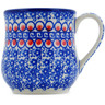 Polish Pottery Mug 13 oz Floral Peacock