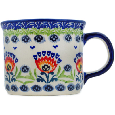 Polish Pottery Mug 13 oz Flower Flames UNIKAT