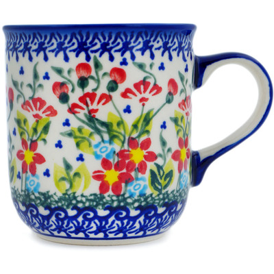 Polish Pottery Mug 13 oz Happy Blossoms UNIKAT