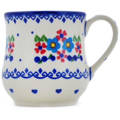 Polish Pottery Mug 13 oz Hearts And Flowers