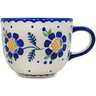 Polish Pottery Mug 13 oz Orange And Blue Flower