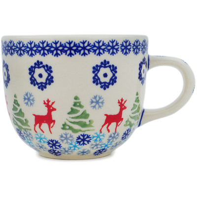 Polish Pottery Mug 13 oz Ring Around The Reindeer