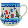 Polish Pottery Mug 13 oz Winter Gnome