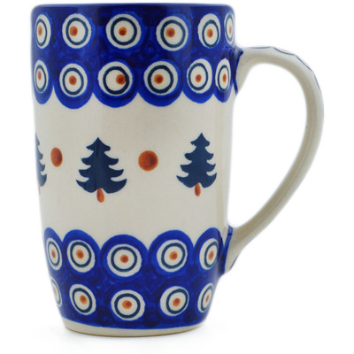 Polish Pottery Mug 14 oz Autumn Evergreen