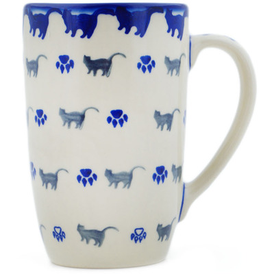 Polish Pottery Mug 14 oz Boo Boo Kitty Paws