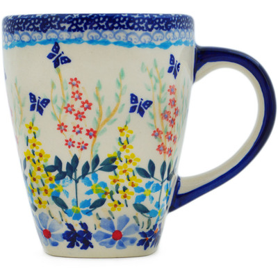 Polish Pottery Mug 14 oz Breathtaking Butterflies UNIKAT