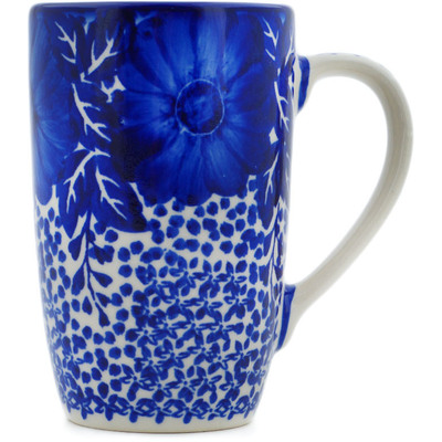 Polish Pottery Mug 14 oz Cobalt Fantasy