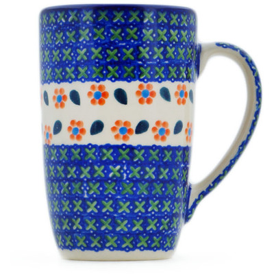 Polish Pottery Mug 14 oz Daisy Stitches