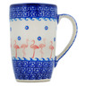 Polish Pottery Mug 14 oz Flamingo Dance