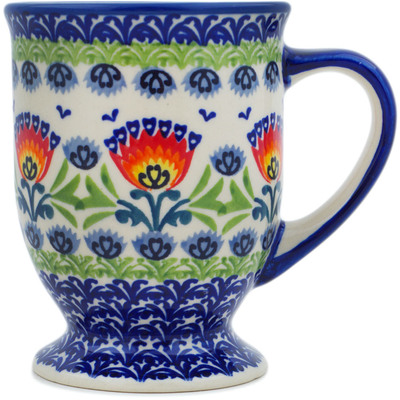 Polish Pottery Mug 14 oz Flower Flames UNIKAT