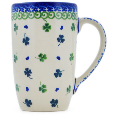 Polish Pottery Mug 14 oz Lucky Clovers