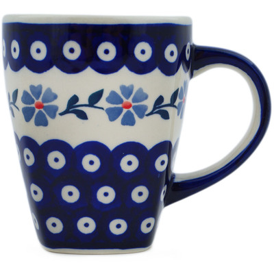 Polish Pottery Mug 14 oz Peacock Forget-me-not