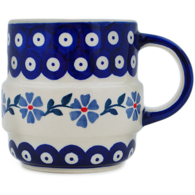 Polish Pottery Mug 14 oz Peacock Forget-me-not