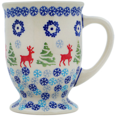 Polish Pottery Mug 14 oz Ring Around The Reindeer