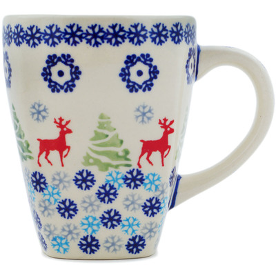 Polish Pottery Mug 14 oz Ring Around The Reindeer