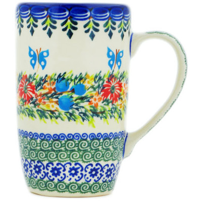 Polish Pottery Mug 14 oz Ring Of Flowers UNIKAT
