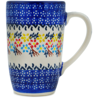 Polish Pottery Mug 14 oz Spring Flower Ring